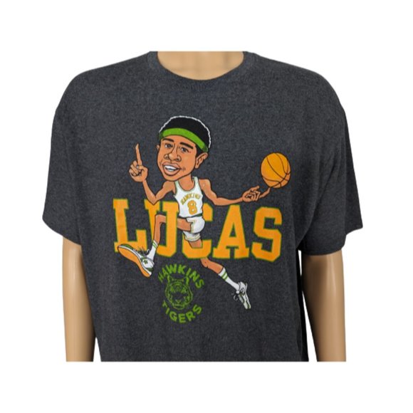 Stranger Things Lucas Hoops T-Shirt XL - Picture 2 of 8